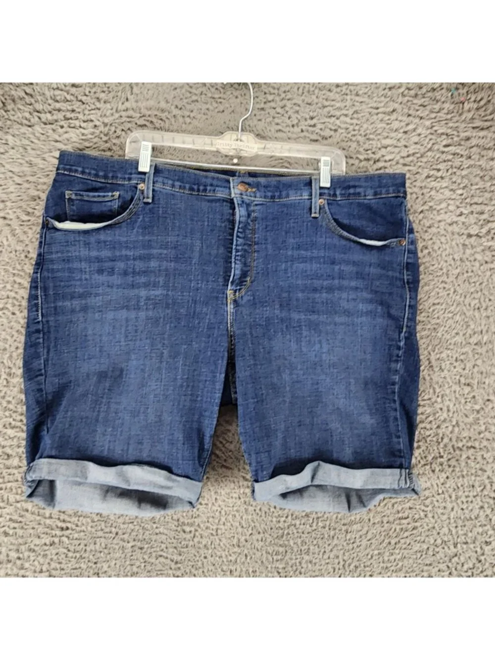 Levis Shorts Womens 24W Blue Stretch Denim Classic Bermuda Jorts *Read*